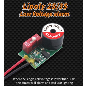 Low voltage alarm gtp li-po 2s/3s